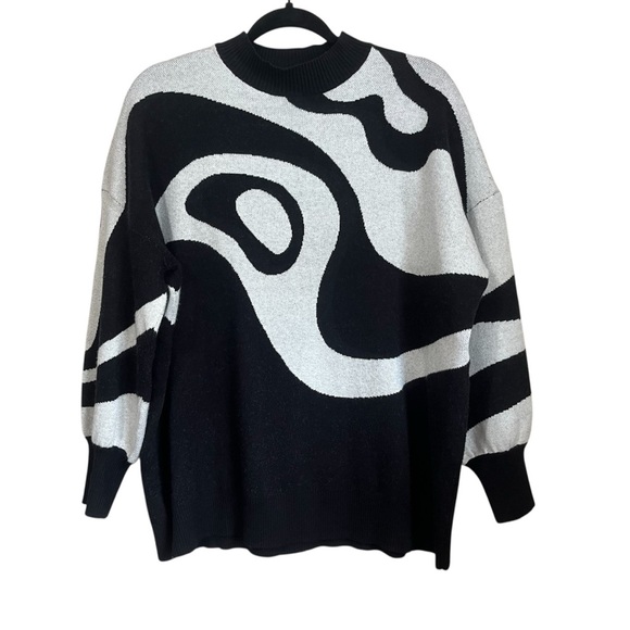 ASOS VRG GRL Verge Girl Abstract Jumper Sweater In Black & White Size 10 - Picture 1 of 7